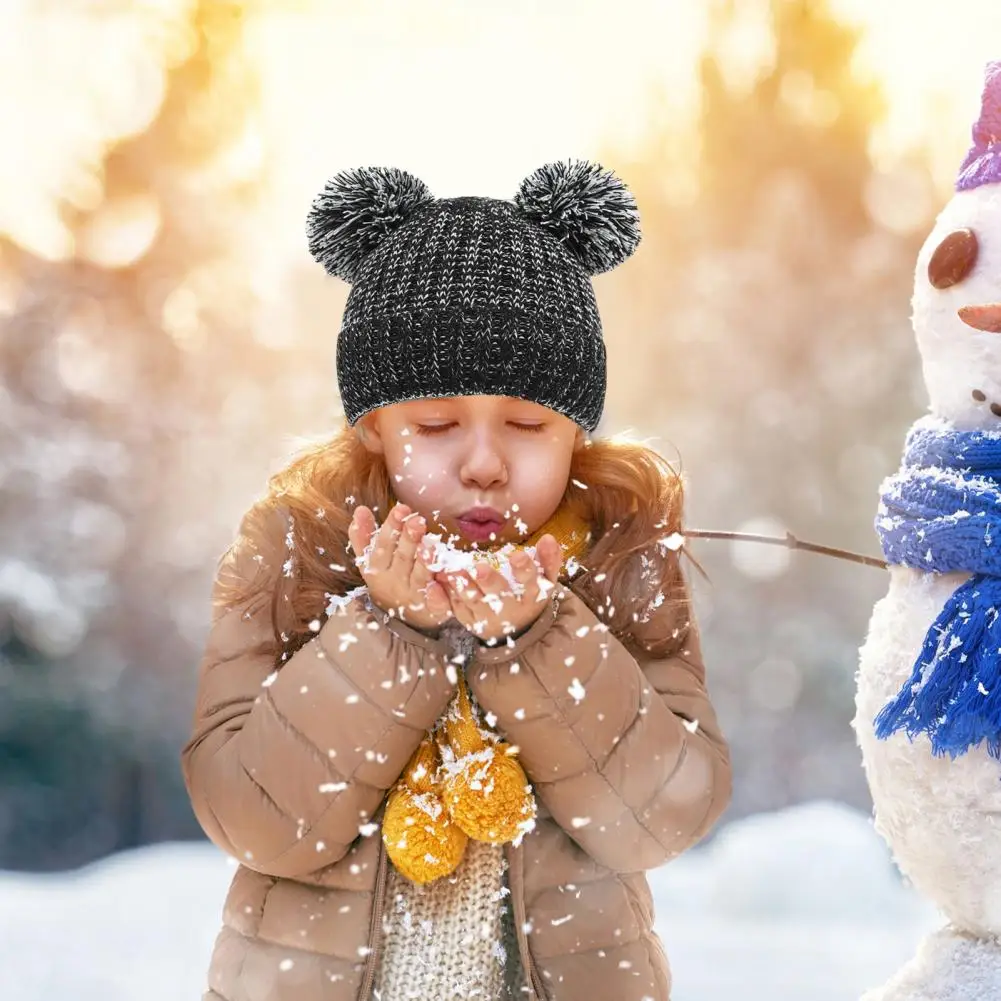 Conjunto de accesorios de invierno para niños, gorro de punto de felpa, guantes de bufanda con bola de piel antideslizante, decoración a prueba de