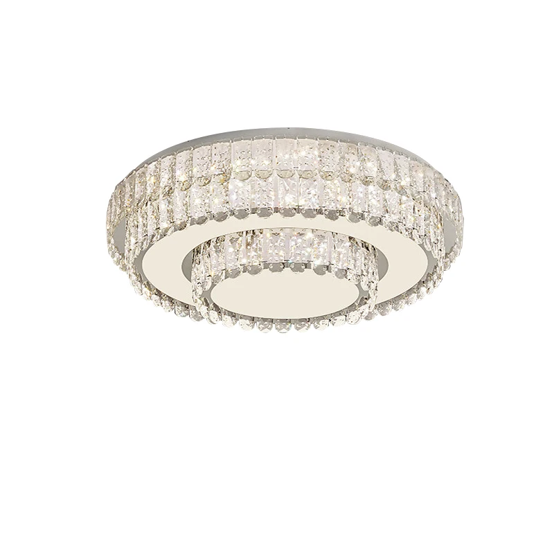 Modern 2026 Led Stainless Steel Crystal Ceiling Light Dimmable, Luxury Living Room Bedroom Decoration Lighting Lamparas Techo