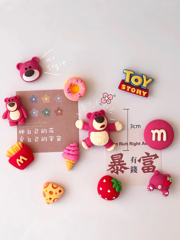 

3D Resin Magnet Refrigerator Sticker Set Cute cartoon animal shape magnets Home refrigerator sticker Strawberry Bear Duck