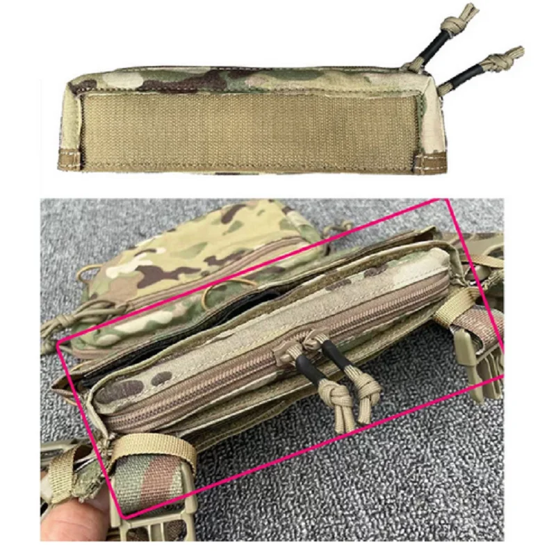 Utdoor Sports Chest Hanging Belly Zipper Pocket, Tactical Chassis, MK3, MK4 Vest, Breastplate Pocket, 500D Fabric