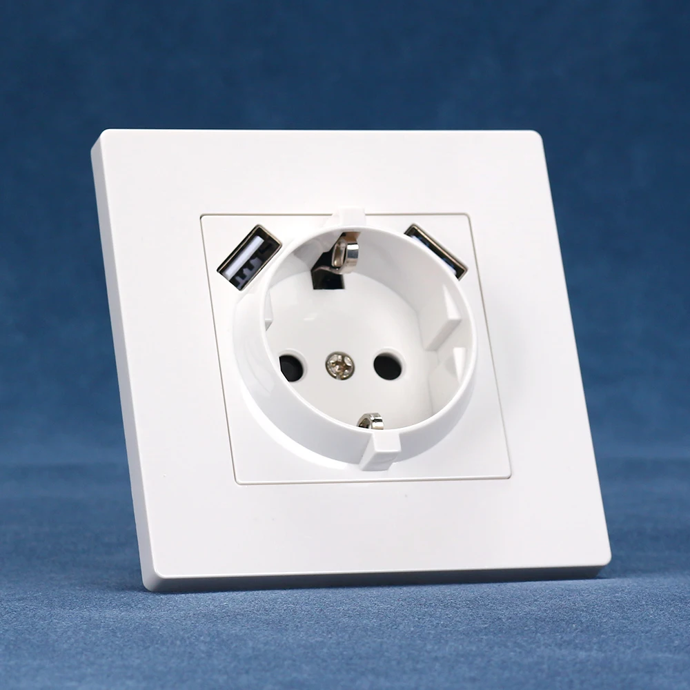 

European standard 86*86mm German USB port Type-A and Type-A wall socket PC panel 110-250V