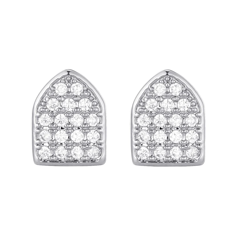 Hip Hop 2pcs Iced Out CapsTeeth Grillz Cubic Zircon Micro Pave Top & Bottom Charm Grills For Men Women Jewelry Gift