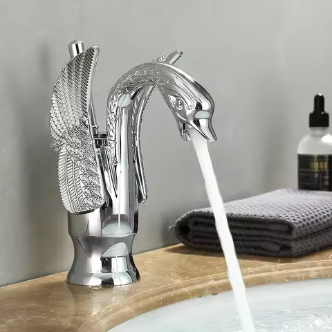 Golden Swan Bathroom Basin Faucet Deck Installation Mixer Taps Hot and Cold Water Tap Brass Basinwash Sink Mixer Taps