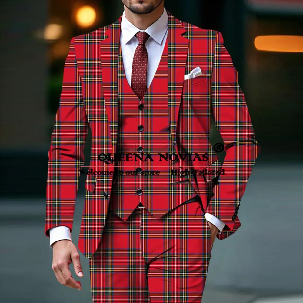 

Elegant Groom Wear Wedding Tuxedos Single Breasted Prom Blazers Customized 3 Pieces Sets Formal Party Suits Men terno masculino