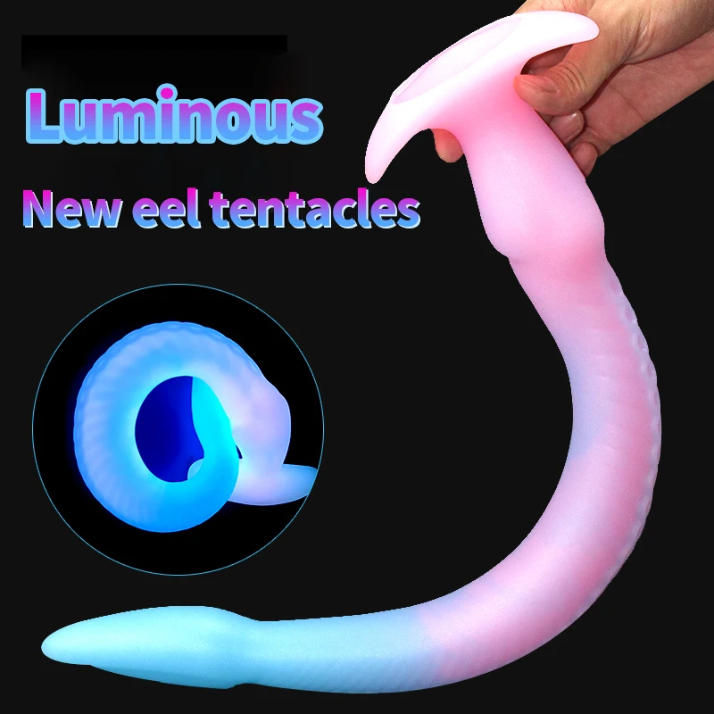 Glow In The Dark Anal Plug Super Long Butt Plug Tail Adult Sex Toys For Women Men Prostate Massage Anal Dilation Soft Silicone