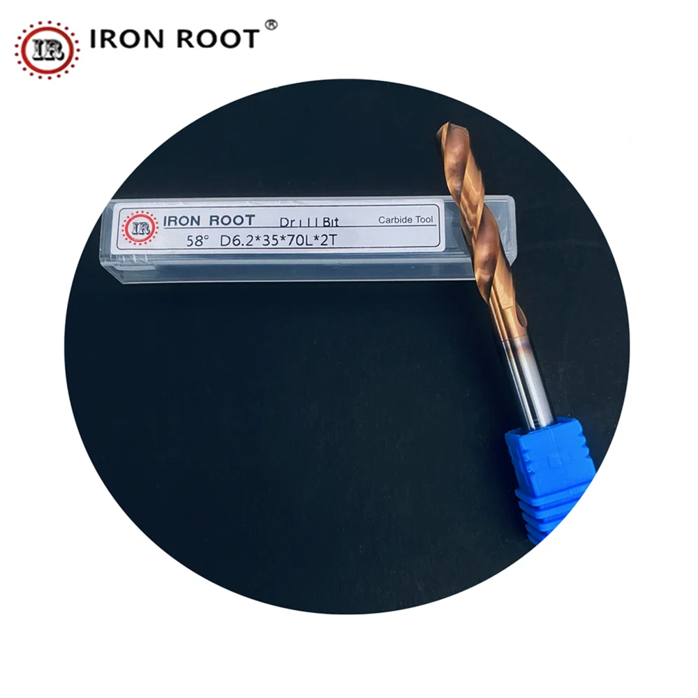 

IRON ROOT Tiegen HRC58°D6.1mm-D7.0mm Carbide Drill Bit CNC Metal Lathe Cutting Tool Engraving Machine Twist Drill Tool