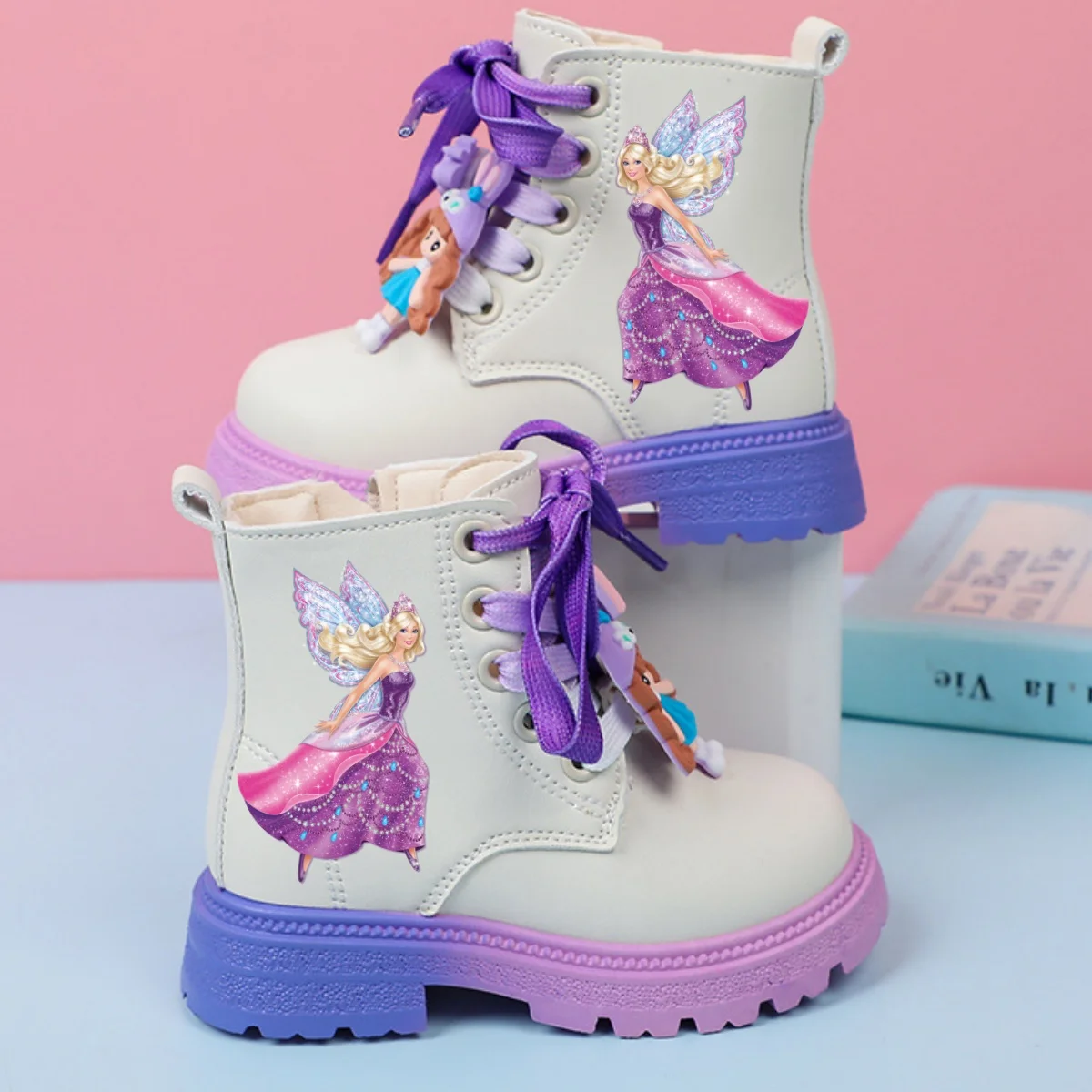 Kids Barbie Shoes Children Short Boots Fashion Anime Barbie Single Boots Girls Ankle Boots 2024 New Casual Shoes Size 22-33