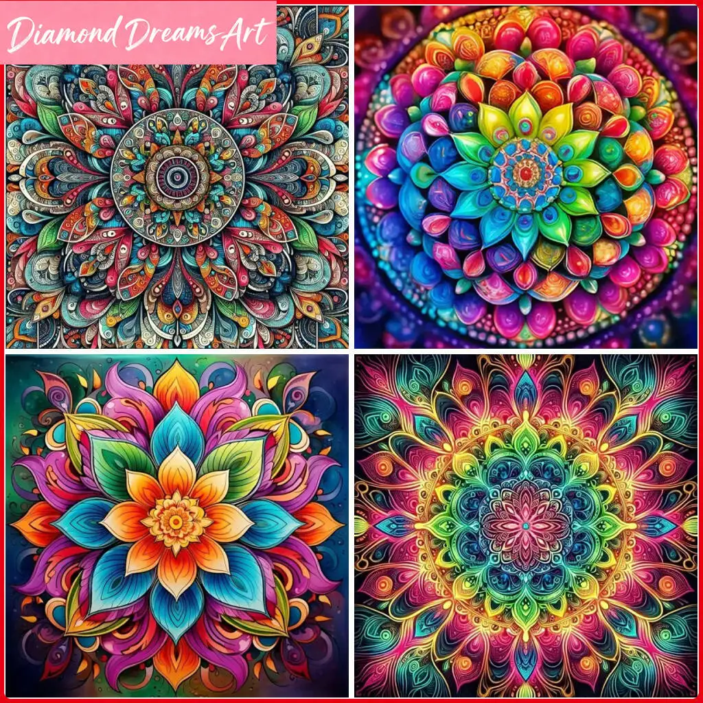 Blumen-Diamantmalerei Mandala Neuheiten 2025 Mosaik Geometrische Diamant-Stickerei-Sets Heimdekoration, Rahmenlos
