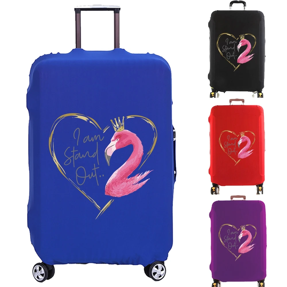 

Luggage Cover Suitcase Protector Elasticity Scratch Resistant Case Golden Heart Flamingo Dust Case for 18-32 Inch Travel Trolley