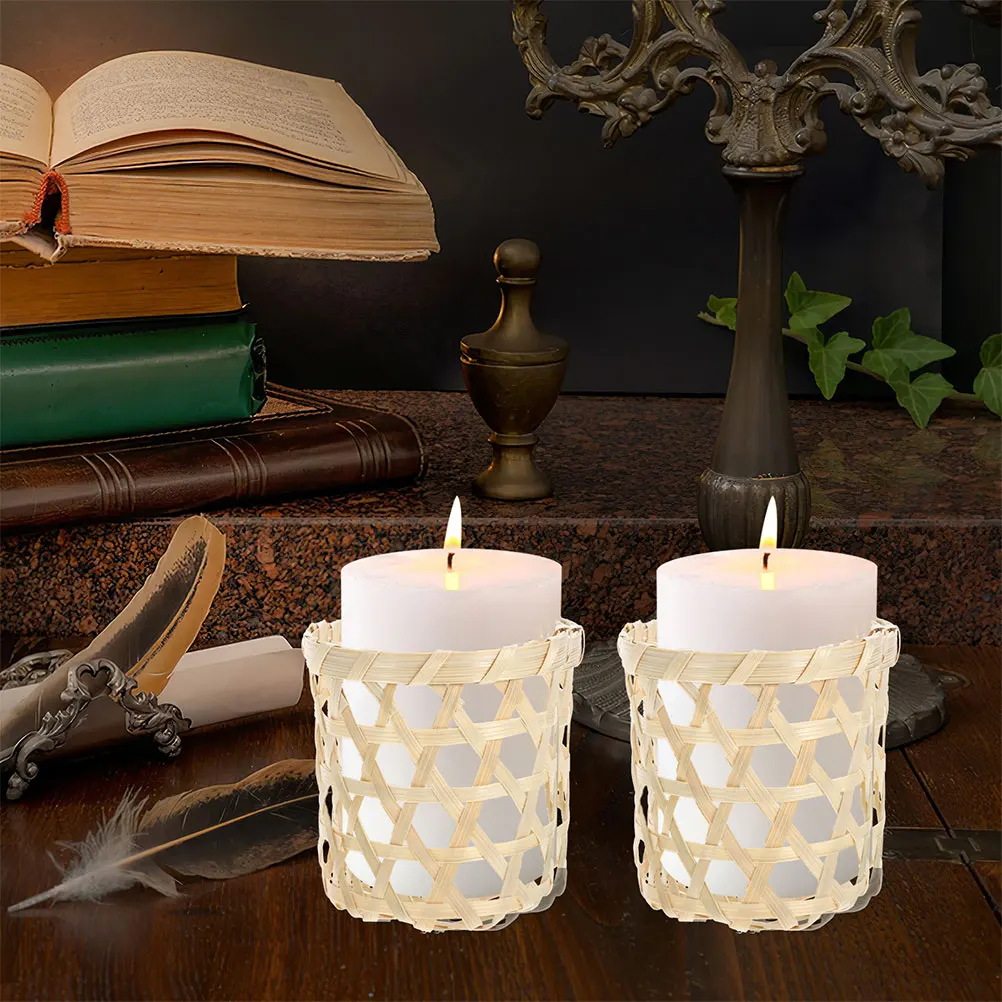 

6pcs Small Flower Basket Cup Rustic Elegant Wedding Tealight Holder Table Centerpiece Decorative Candlestick Handwoven