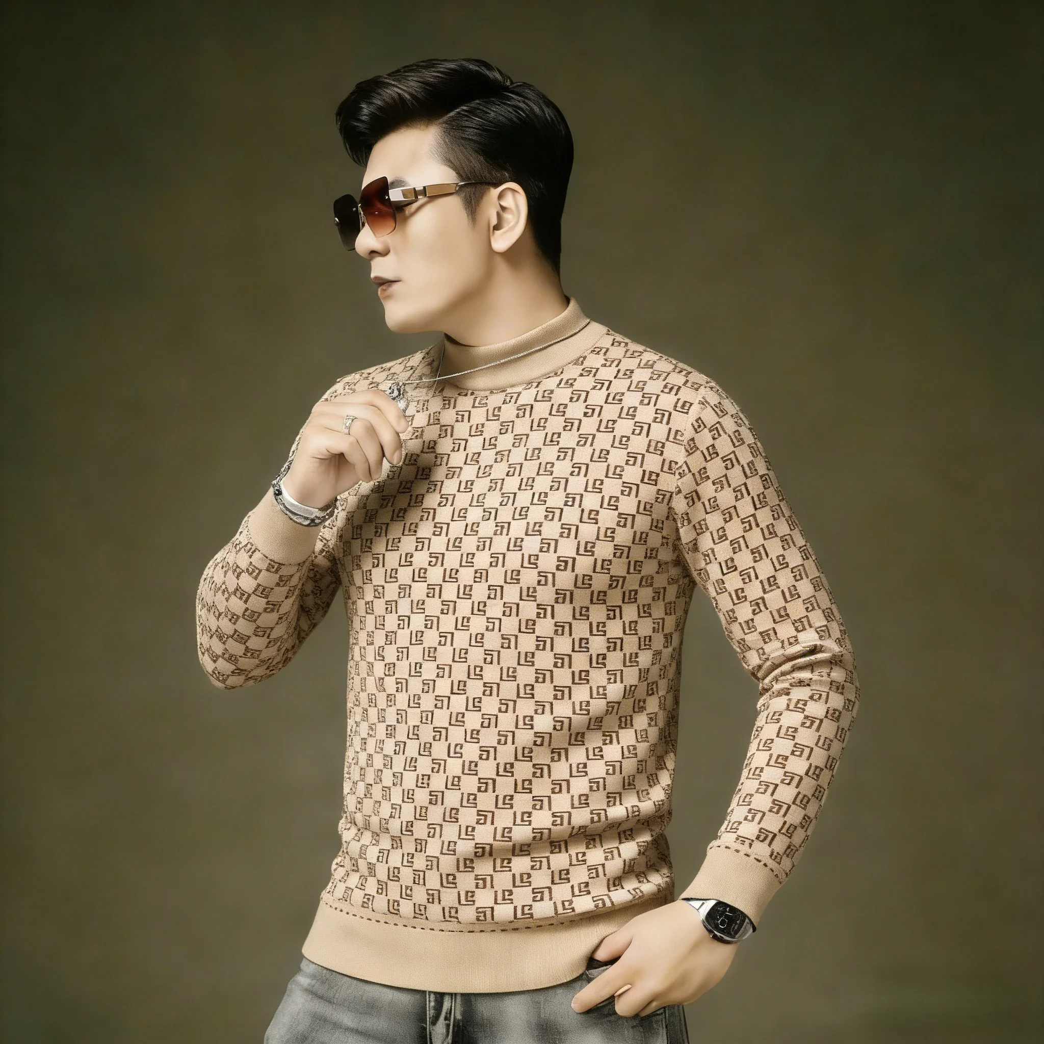 

Faionable Knitted Sweater Men's Slim Fit round Ne Embroidered Lettering Comfortable Breathable Winter Casual Top