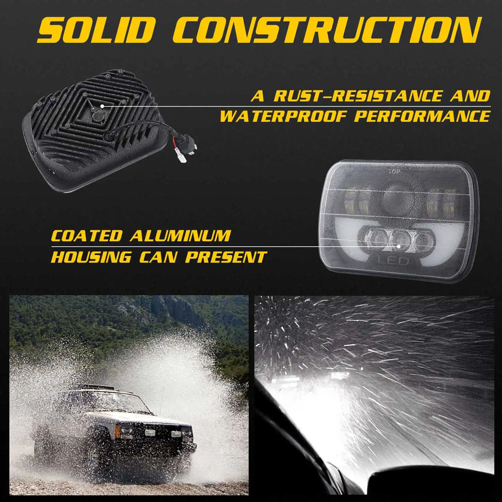A03Z-2X 7X6 5X7 120W Car Led Headlight Hi/Lo For Chevy Express Cargo Van 1500 2500 3500