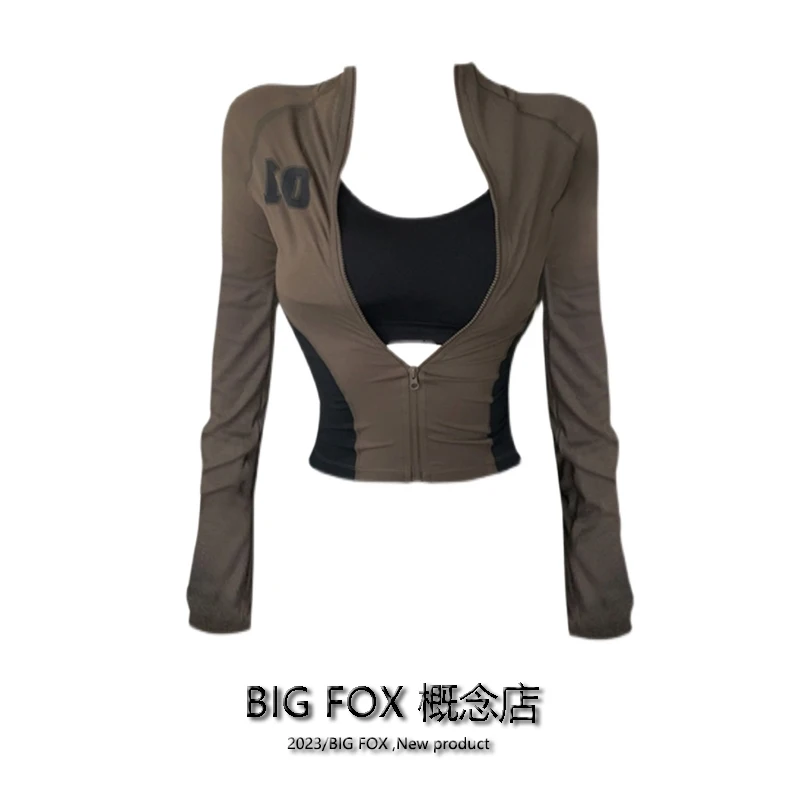 2024 Slim Letter Print Women Jacket Casual Chic Fashion Zipper Tops  Long Sleeve Stand Collar Roupas Femininas Tshirts