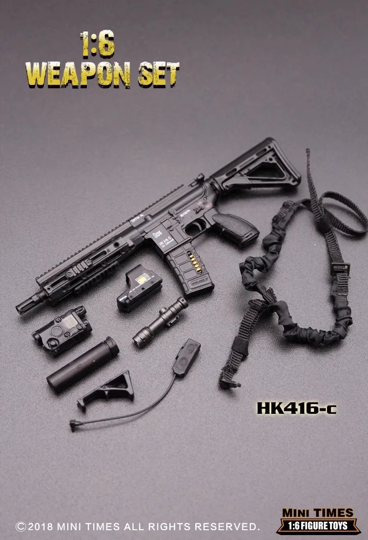 Mini Times Toys HK416 1/6 Male Soldier Plastic Mini Gun Model Toy Accessories Fit 12\'\' Action Figures In Stock