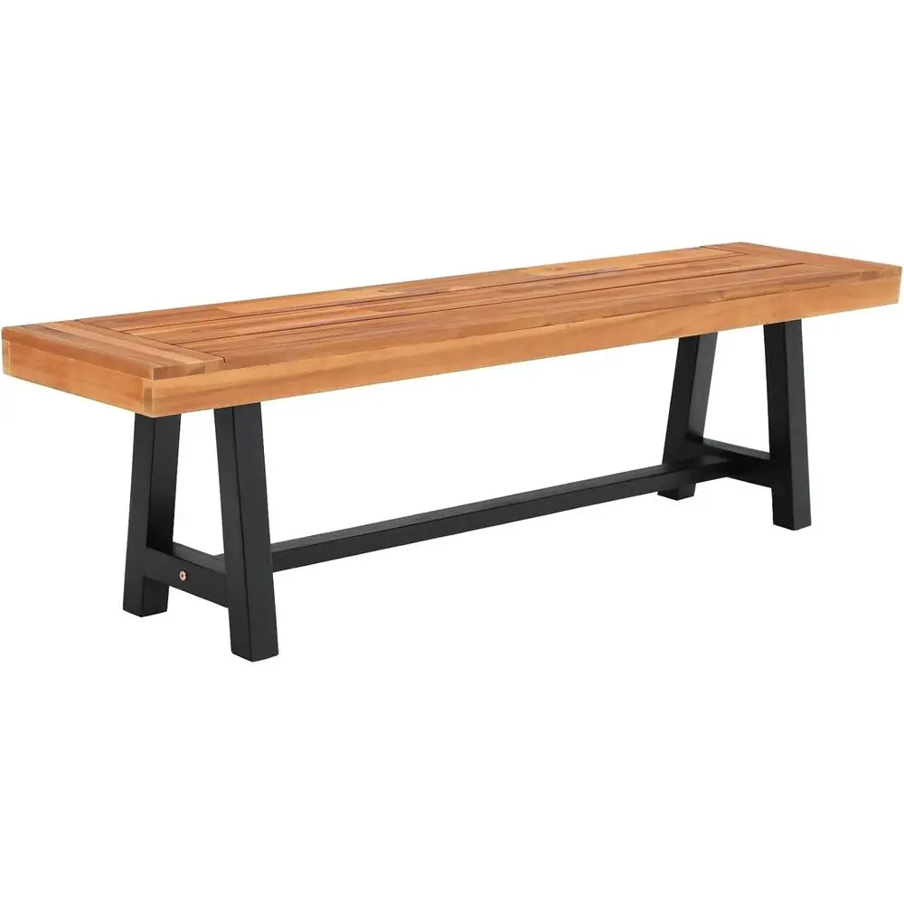 

Уличная скамейка для сада, деревянная, 63 дюйма, для патио, обеденная, всепогодная, из акации, без спинки, для парка, веранды, для улицы