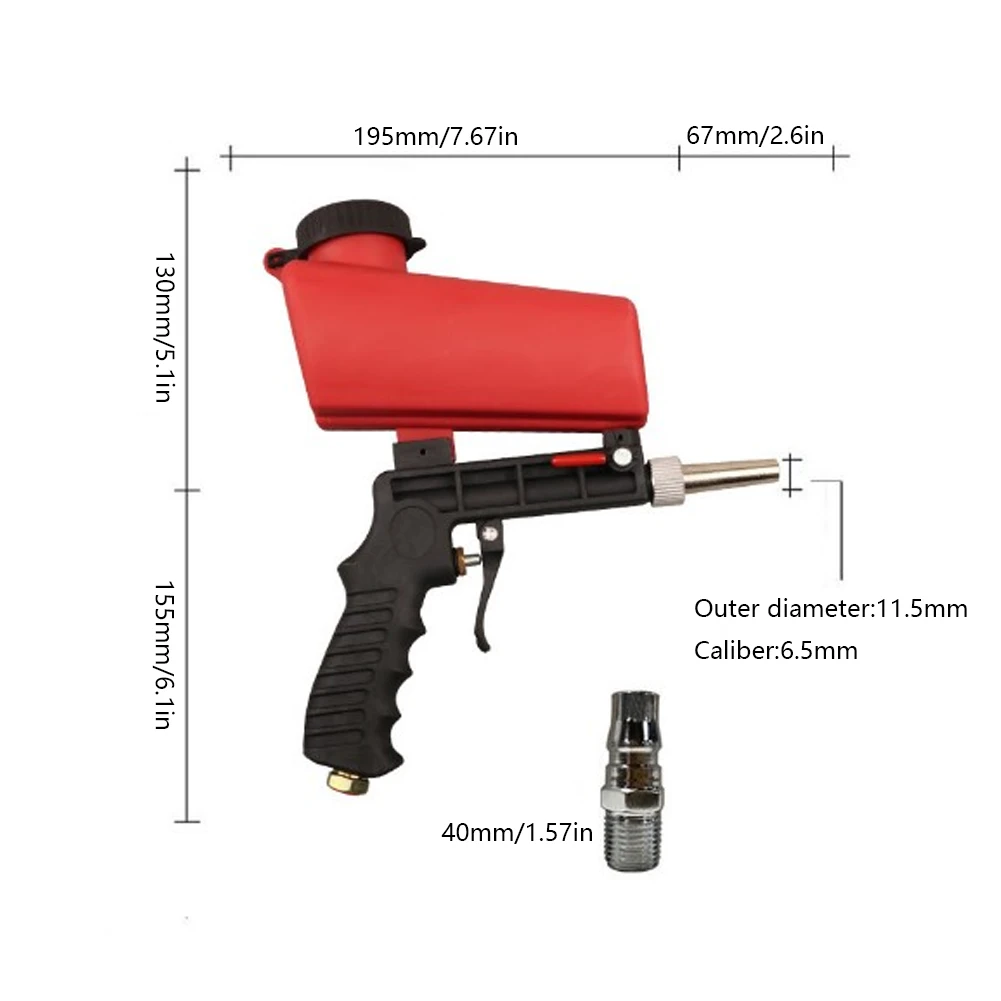 Handheld ajustável Air Sandblasting Gun pneumática máquina de jateamento de areia para polimento remoção de ferrugem de metal 90psi