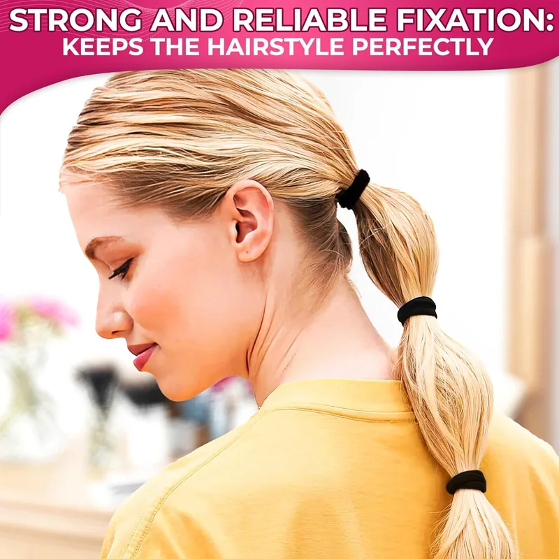 100Pcs Elastic Black Hair Ties Soft Durable Hair Bands Hair Accessories for Daily/Workout/Party Hairstyles - Image 3