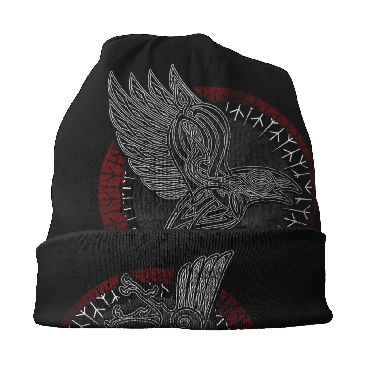 Viking Raven Hugin Munin Washed Warm Bonnet Outdoor Casual Beanies Protection Men Women Hats