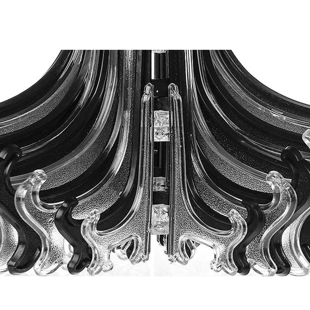 

10pcs Transparent Plastic Plate Display Stand 10 Inch Folding Dish Holder For Desktop Storage Rack Organizer