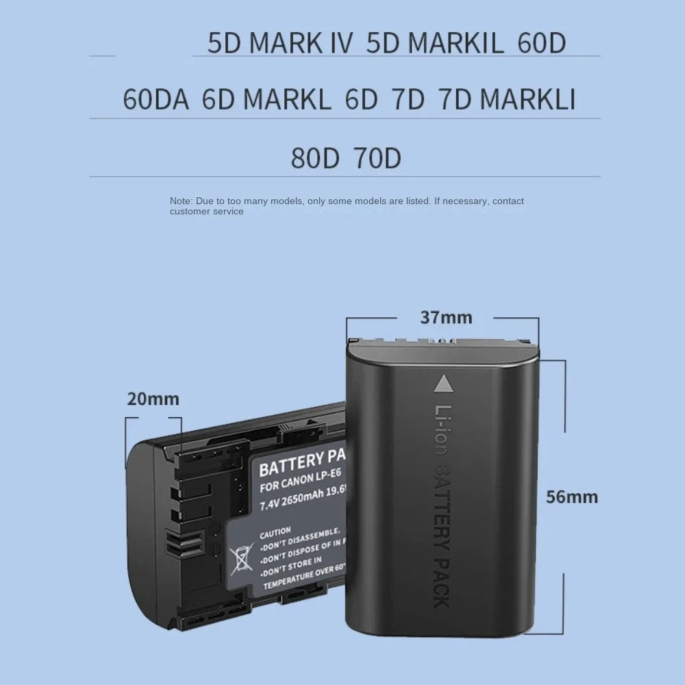 LP-E6NH LP-E6N LP E6 Battery for Canon EOS R R5 R7 R6 R5C 60Da 60D 70D 80D 90D 5DSR 5Ds 5D 6D 7D Mark II