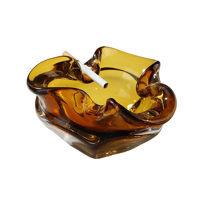 

Amber roll mouth glazed ashtray anti-fly ash home office decoration handicraft ashtray ornament