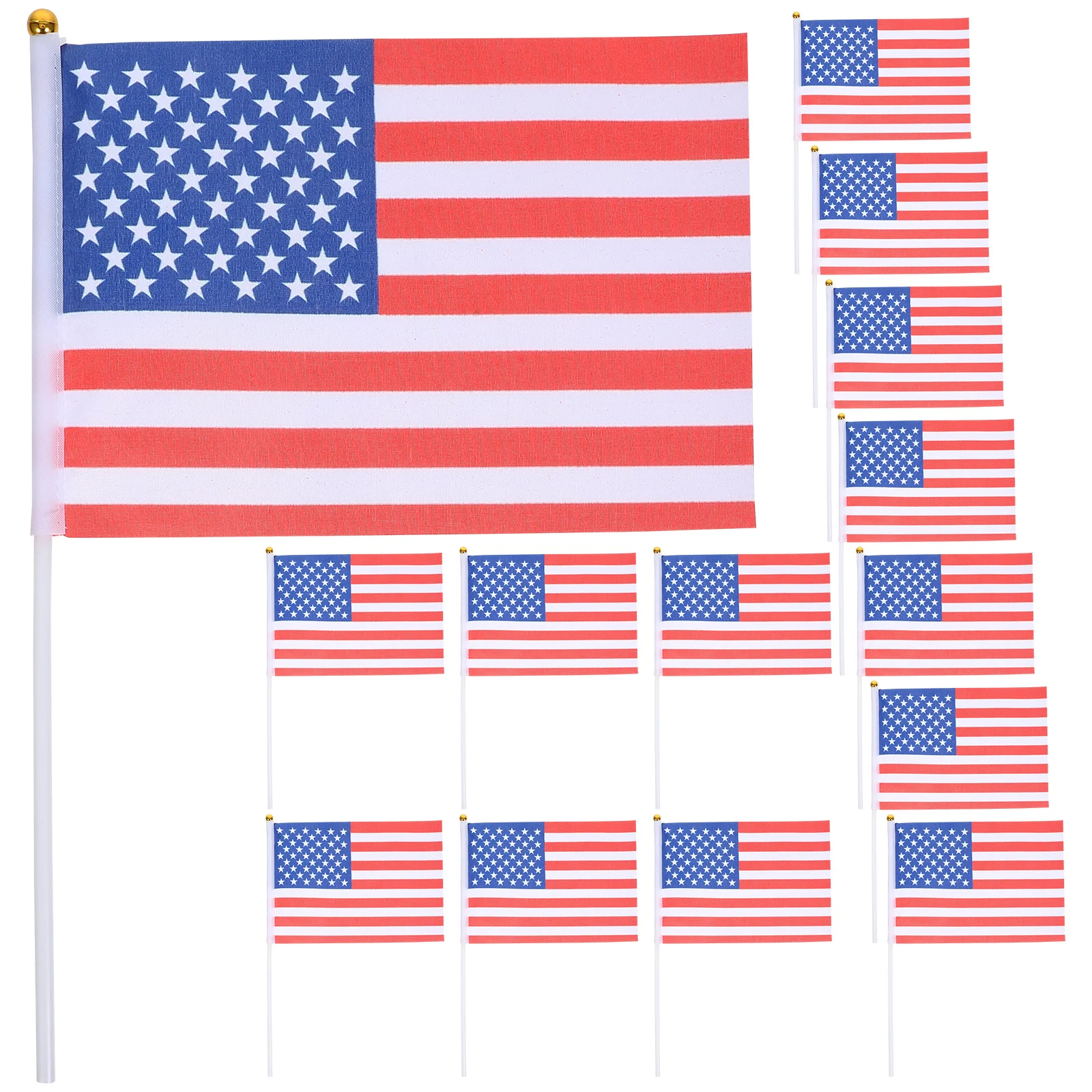 24 Banderas de Mano de 14x21 cm, Mini Bandera de Estados Unidos, Decoración Patriótica Ligera y Portátil para el 4 de Julio, Fiestas de Banderas Americanas