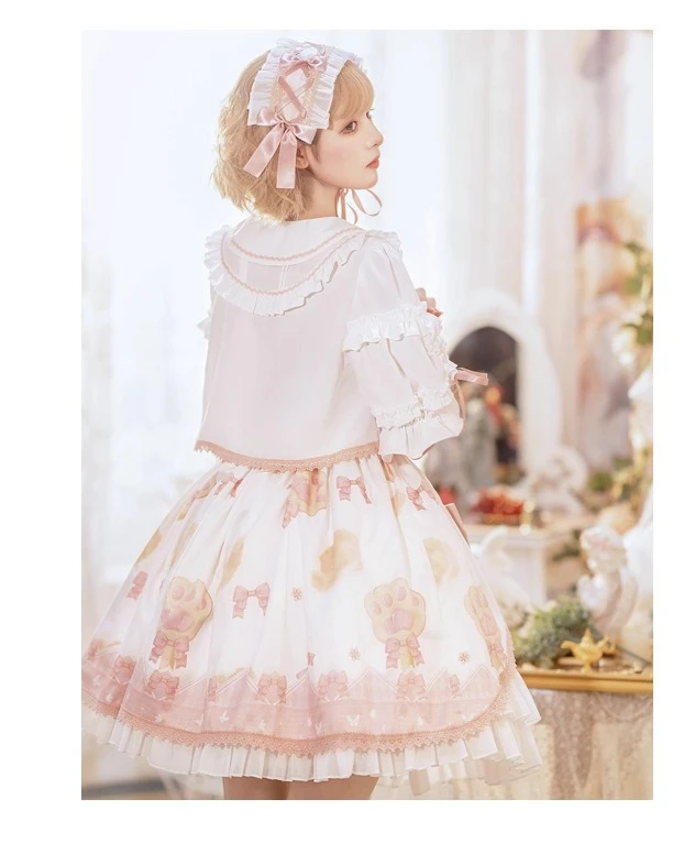 Lolita Cute Ruffles Short Sleeve Sweet Peter Pan Collar Daily Shirt Temperament Girls Summer New Bow Versatile Age Reduction Top