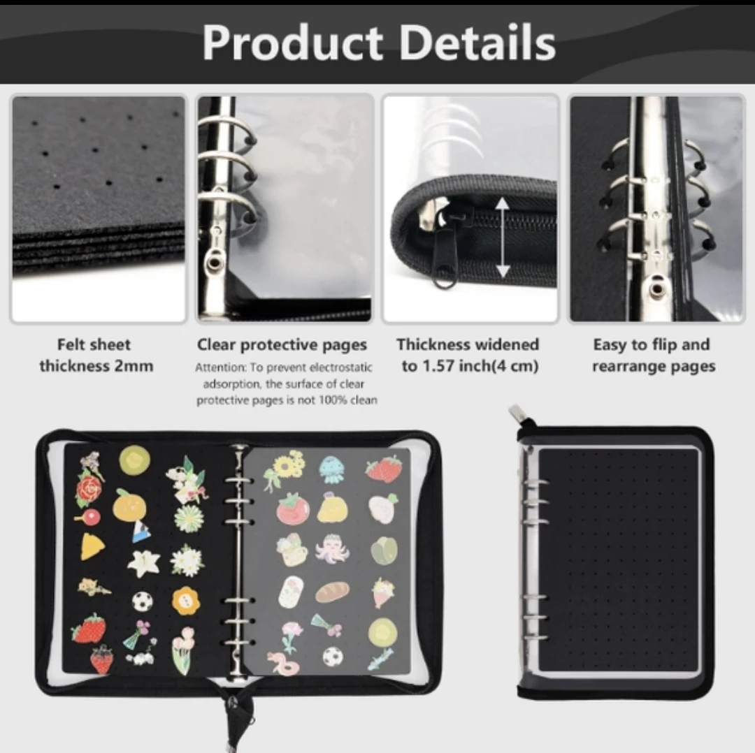 NewPin Display Book Enamel Pin Collection Holder Trading Book with 6-Page Display Boards A5 Brooch Pin Storage Organizer Binder