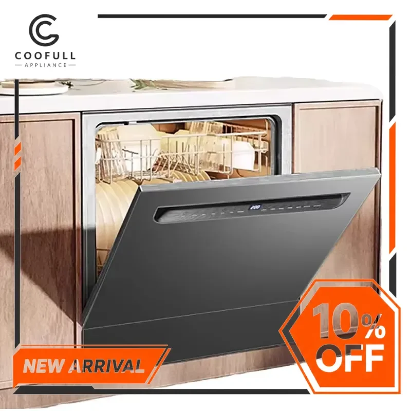 13 Sets Built In Dishwasher Stainless Steel Automatic PTC Hot Air Drying Kitchen Appliance Home Restaurant Use Large Capacity