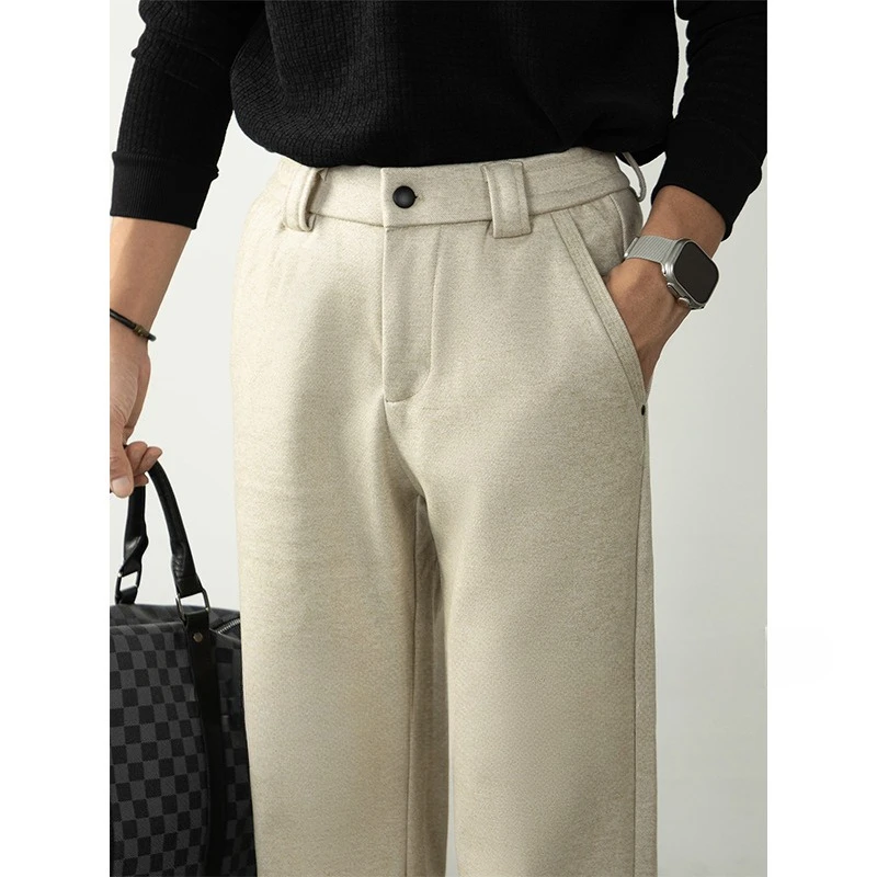 

420 г тяжелые толстые шерстяные повседневные брюки для мужчин, высококачественные матовые прямые деловые драпированные теплые брюки