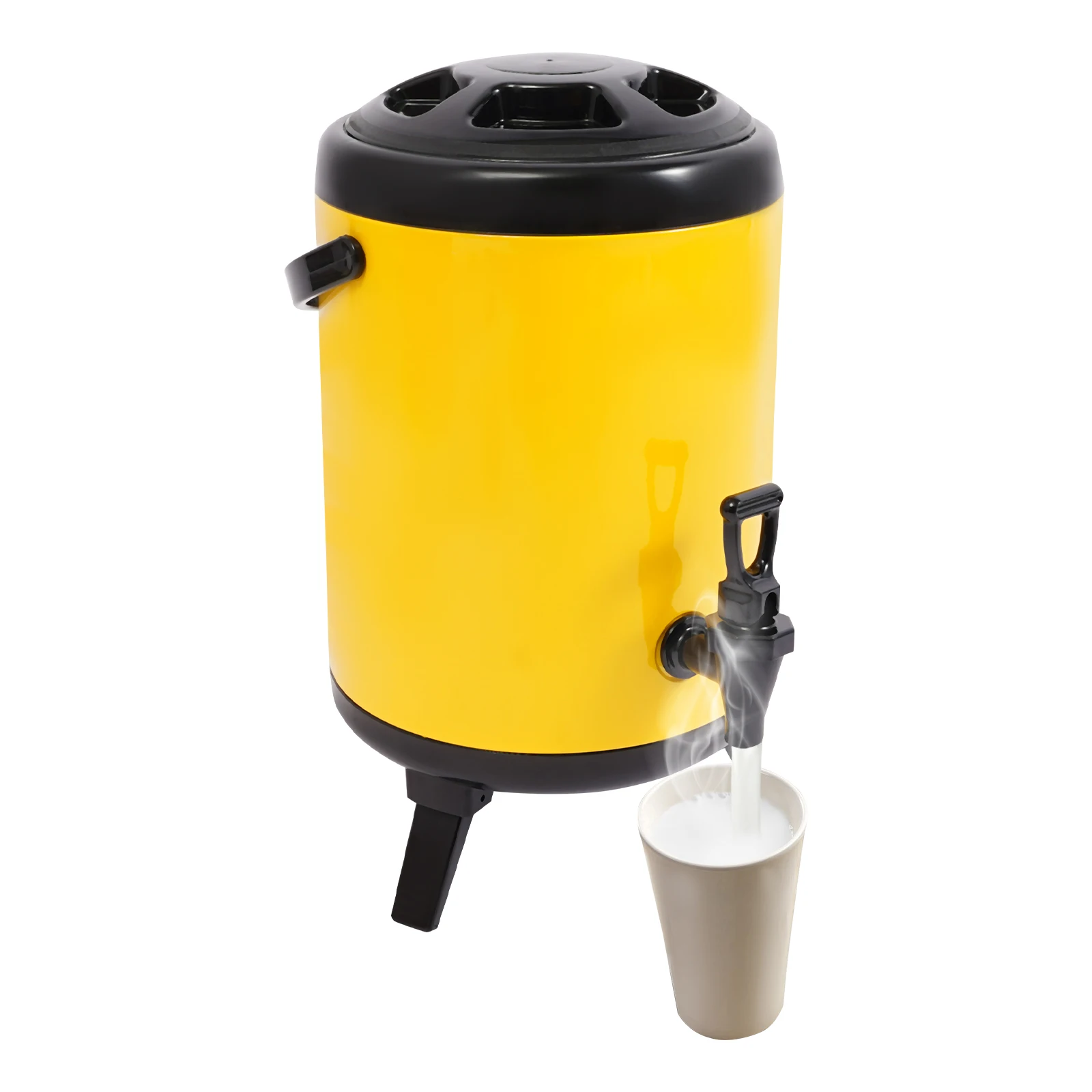 Distributeur de boissons isotherme en acier inoxydable 10L, distributeur de boissons rond pour table avec bec verseur, distributeur de boissons chaudes et froides
