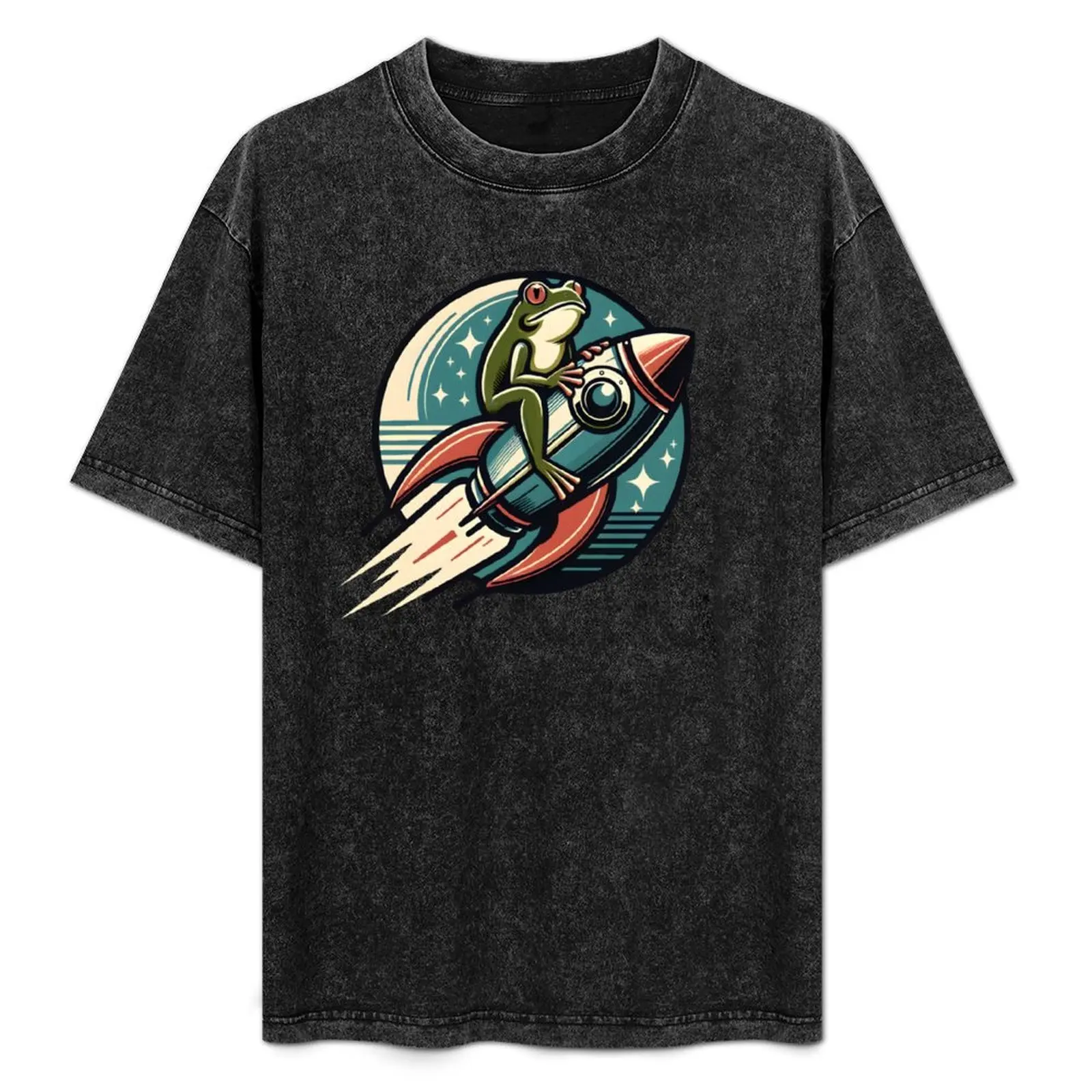 

Frog Astronaut Rocket Ride - Retro Space Sunset Adventure T-Shirt clothes topping tees mens t shirt graphic