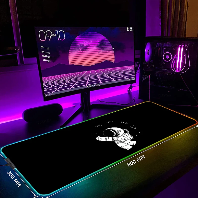 

Astronaut Large RGB Gamer Mousepad Mouse Mat Gaming Mousepads LED Keyboard Mats Luminous Desk Pads Mouse Pad For PC