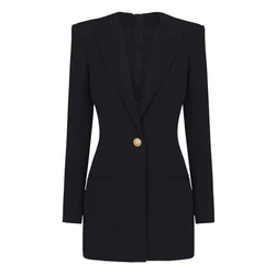 ComPiedmont Socialite-Blazer à manches longues pour femmes, robe de printemps et d'automne, monochromatique, mince, tempérament, haute qualité, nouvelle mode