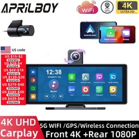 Aprilboy C4 10.26'' Wireless CarPlay Screen 4K Dash Cam with Android Auto Portable Car Stereo GPS AirPlay MirrorLink AUX FM