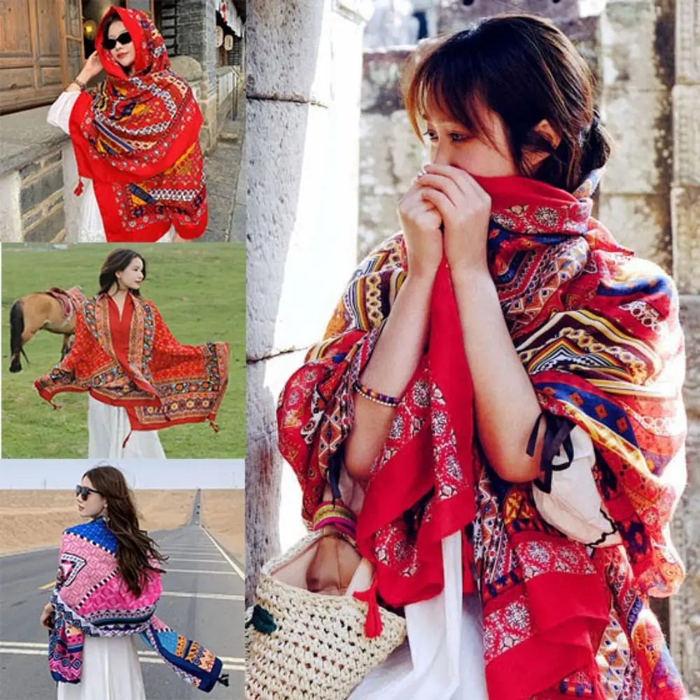 

New 180cm Beach Sunscreen Scarve Breathable Ethnic Shimmer Bright Silk Scarf Luxury Women Cool Satin Smooth Crepe