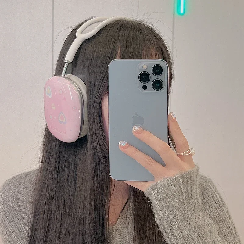 Y2K Airpods Max Headphones Case Cover Cute Heart Customized Airpods Cases Fashion Pink Headphones Accessories Decoration Gifts