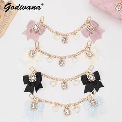 Handmade Sweet Japanese Sweet Bow Rhinestone Bag Accessories Bag Chain Hanging Ornaments Girl Women's Handbag Charms