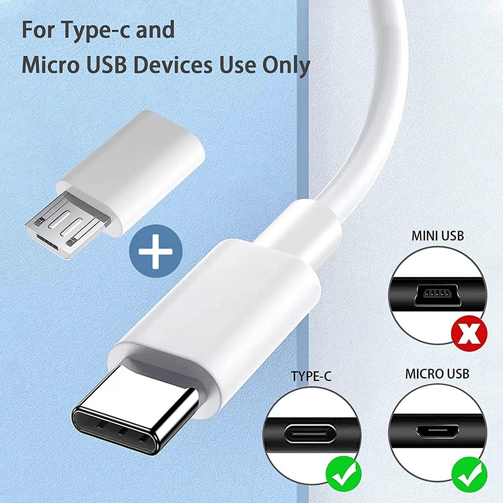 ประเภท C และไมโคร USB Wall Charger สีขาวสายไฟ5 V 1.5A US Adapter สำหรับ Android DC 5โวลต์อุปกรณ์