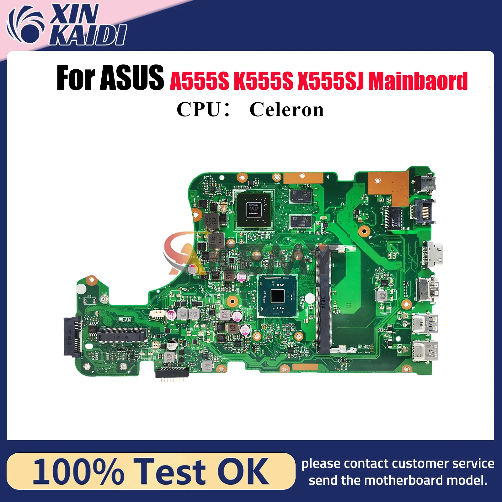 

X555SJ Laptop Motherboard For ASUS VivoBook X555S K555S A555S X555SJ Notebook Mainboard With Celeron CPU 100% tests OK fast ship