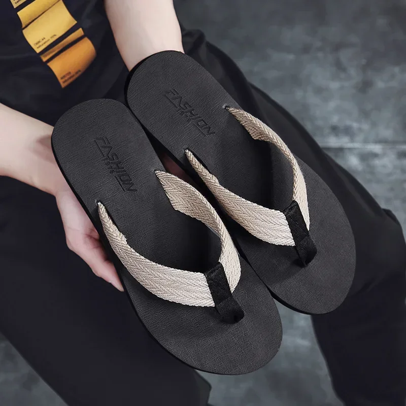 Summer 2024 New Style Flip-flops Casual Anti-slip Korean Style Trendy Sandals Personalized Sandals Beach Shoes