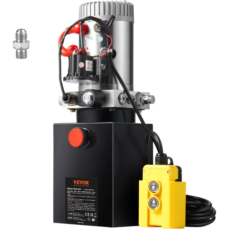 8 Quart Power Unit 0.91 GPM Flow Rate 3200 PSI Max Relief Pressure DC 12V Hydraulic Pump for Dump Trailer Car Lifting