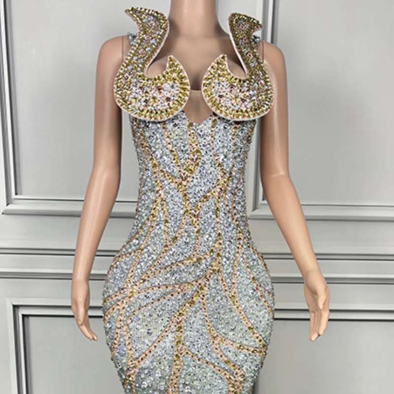 Design Sense Three-dimensional Serpentine Decoration Concert Light Luxury Evening Dress Night Show Model Performance Clothes