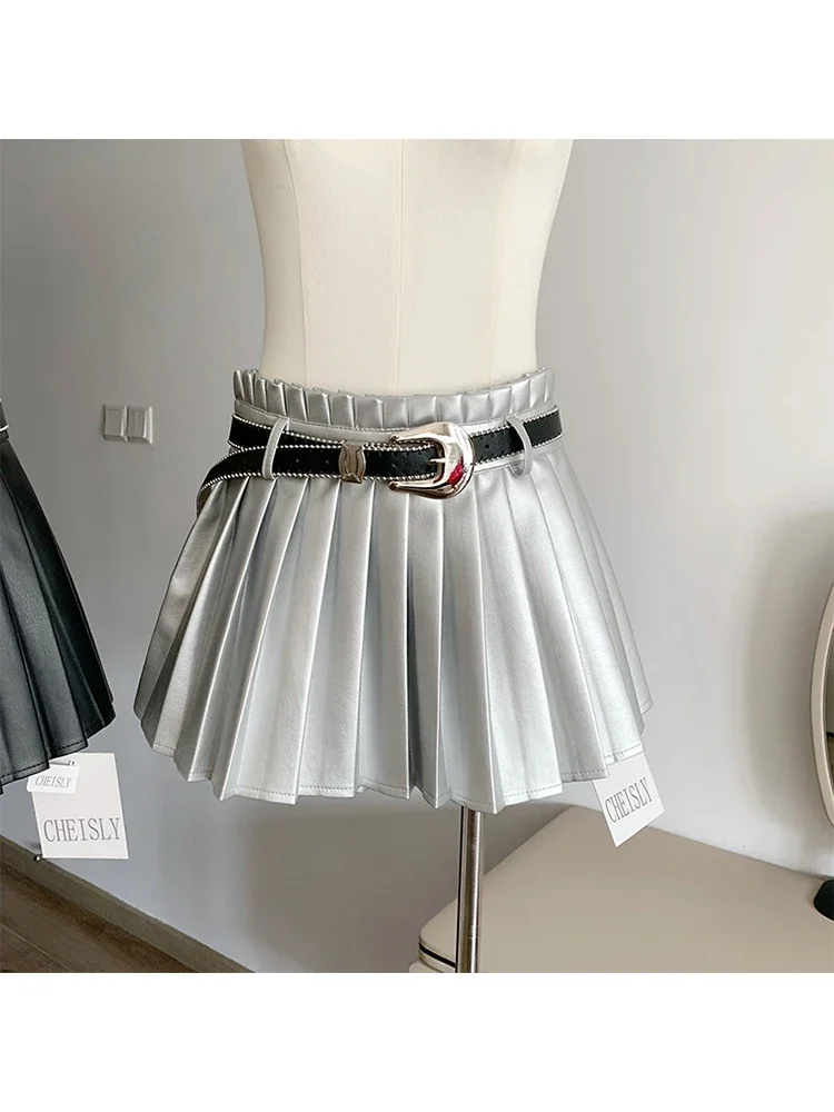 Japanese Preppy Style Pleated Skirt Women Wrap Hip High Waist A-Line Skirt Kawaii Girls JK Uniform With Belt Harajuku Streetwear