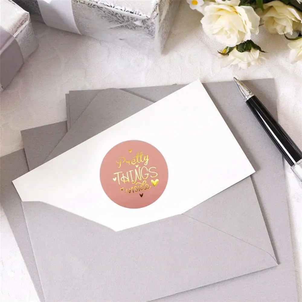 500pcs Pretty Things Inside Stickers 1inch Paper Gold Thank You Stickers For Small Business Packaging Seal Label Stickers