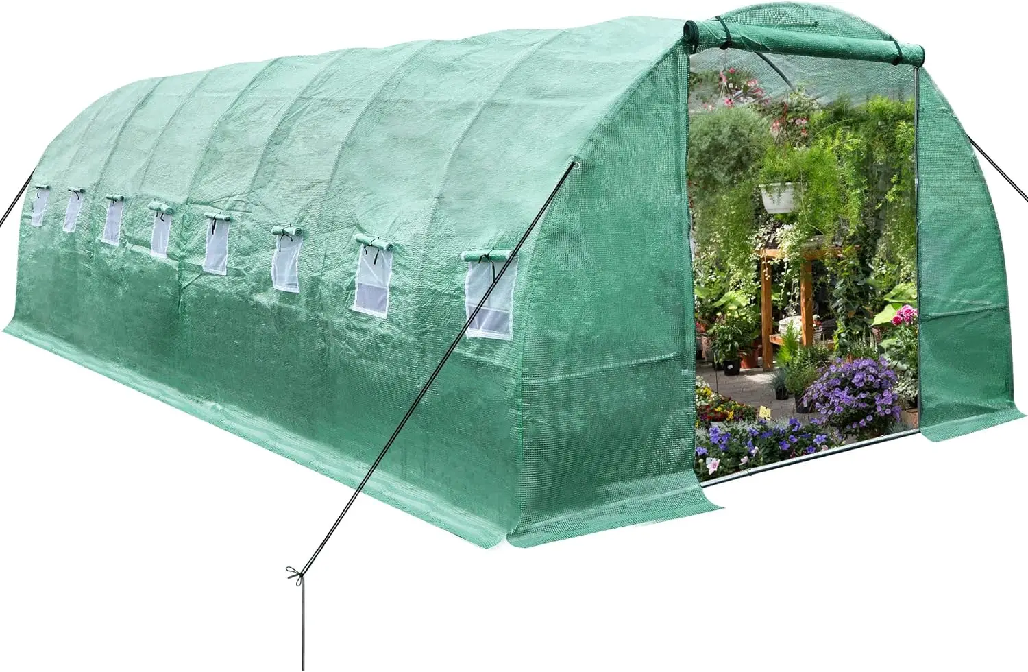 26'x10'x7' Heavy Duty Greenhouses Large Walk-in Greenhouse Outdoor Tunnel Green House Portable Plant Gardening Upgraded