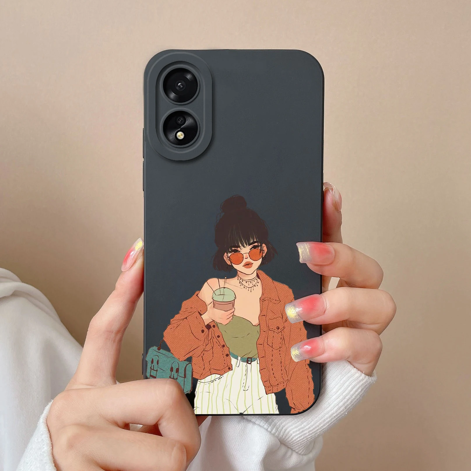เคสโทรศัพท์กันกระแทกซิลิโคนเหลวแบบนิ่ม18 OppoA38, เคสโทรศัพท์ A18 A38 OPPO ลายการ์ตูนสำหรับ OPPO
