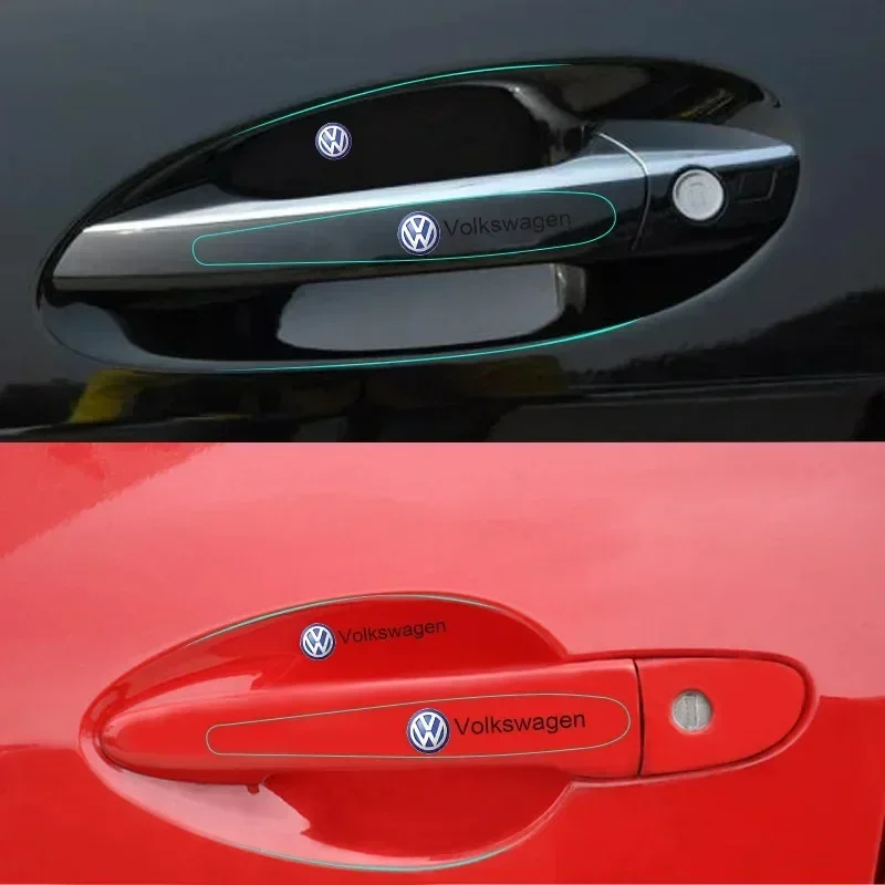 8Pcs Car Door Handle Rubber Sticker Decal Decals Accessories For VW GTI Polo Golf Passat Tiguan Arteon Touareg Taigo Caddy Jetta view 3