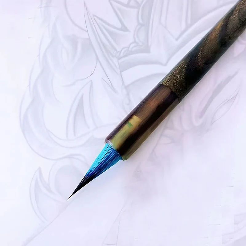 

Blue Hair Calligraphic Brush Soft Hair Chinese Traditional Writing Brush Sandalwood Painting Brush Small Regular Script Jiju Pen