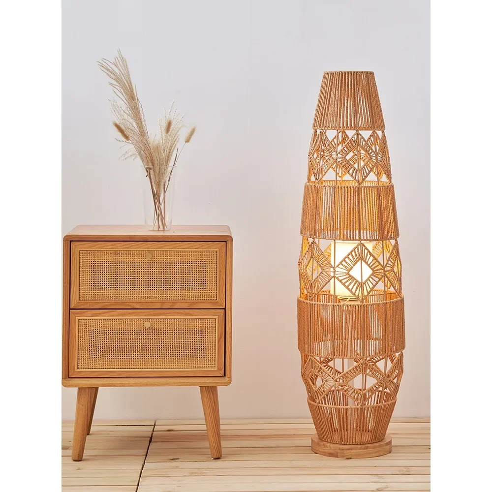 Wabi-sabi style floor lamp, Zen tea room, B&B, Japanese retro clothing store, living room, log style, designer rattan lamp